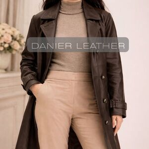 Danier Espresso Brown Leather Coat XL – Classic Trench Style Bundle & Save 🛍️